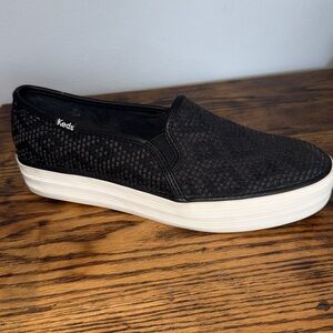 Keds Women's Black Woven Slip-On Sneakers